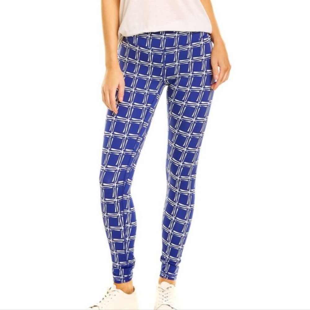 J MCLAUGHLIN Blue Checkered Women's Leggings, Size M